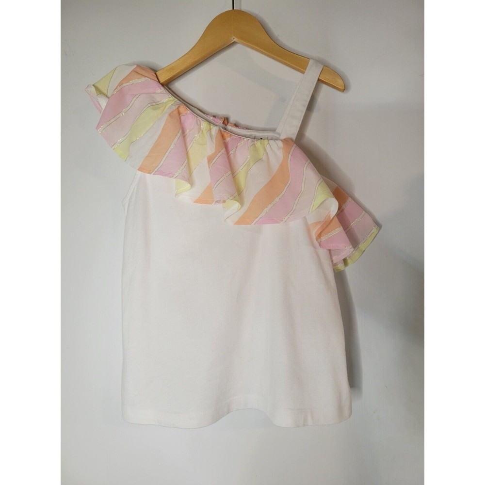 Janie and Jack Cold Shoulder Ruffle Top Big Girls Size 10 White Cotton